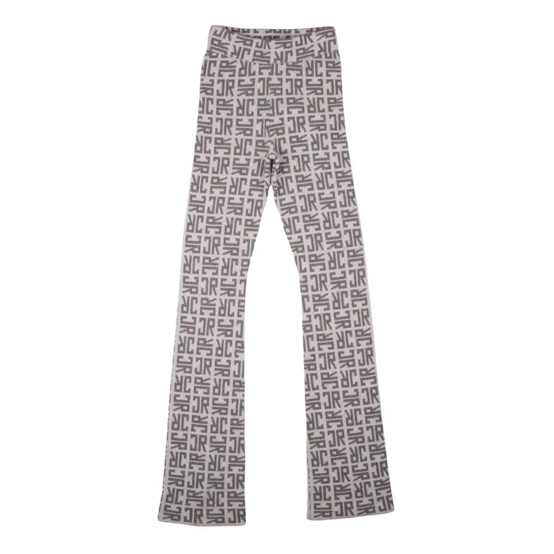 John Richmond - Pantaloni Bambina e Ragazza Grigio con Monogram Logo All-Over