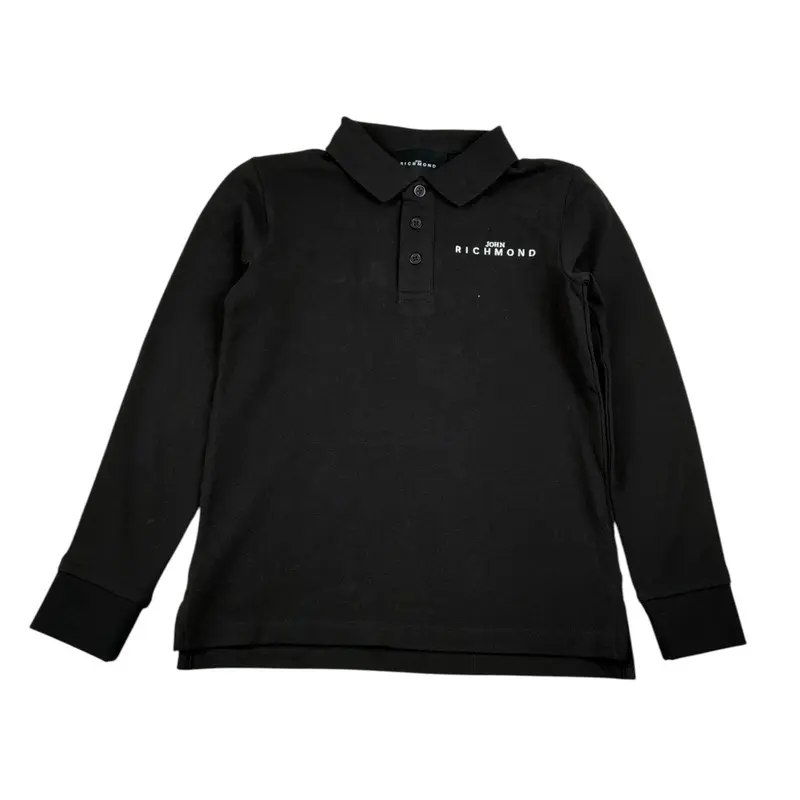 John Richmond Polo Manica Lunga tinta unita con Logo Nero per Bambino