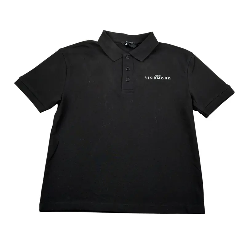 John Richmond Polo Mezza Manica tinta unita con Logo Nero per Bambino