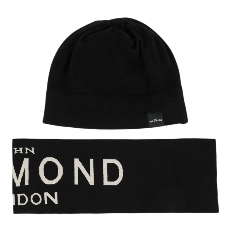 John Richmond Set Cappello-Sciarpa tinta unita Nero per Bambino