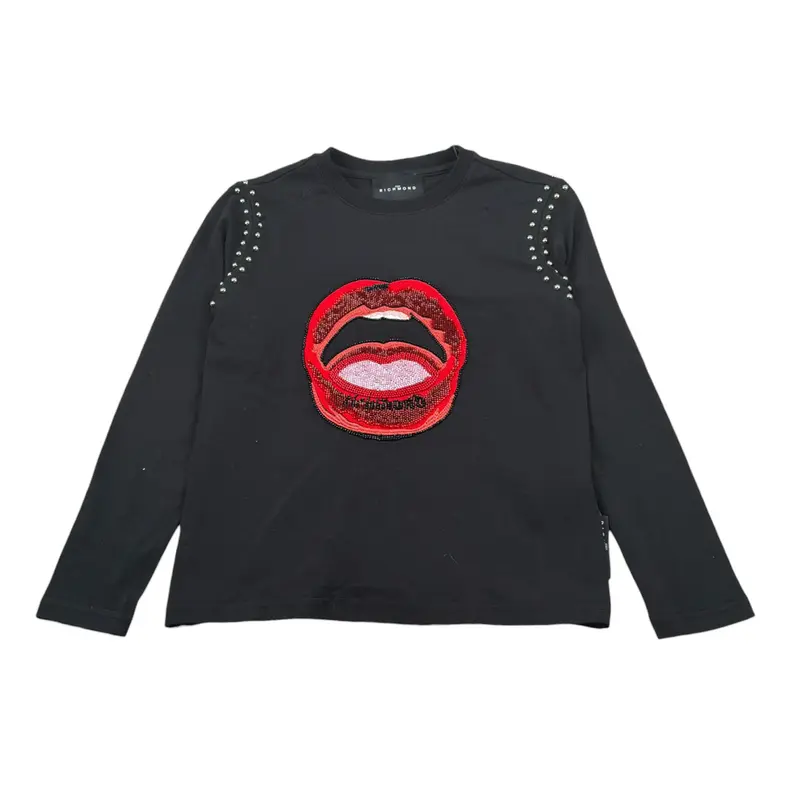 John Richmond Shirt Girocollo tinta unita con Applicazioni Nero per Bambina