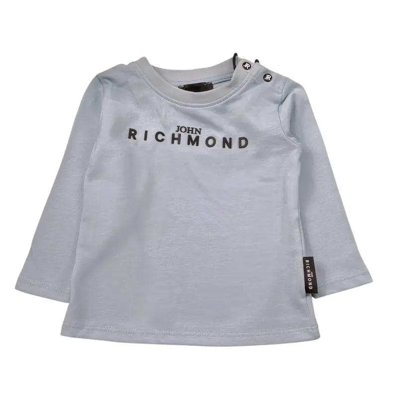 John Richmond Shirt Girocollo tinta unita con Stampa Azzurro per Neonato