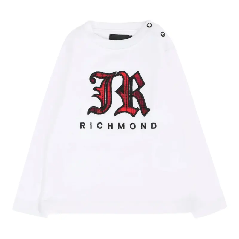John Richmond Shirt Girocollo tinta unita con Stampa Bianco per Neonato