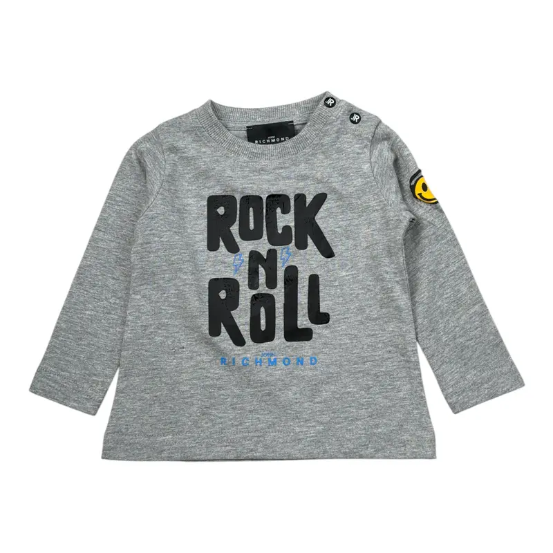 John Richmond Shirt Girocollo tinta unita con Stampa Grigio per Neonato
