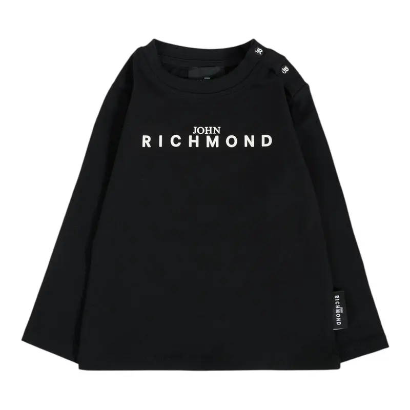 John Richmond Shirt Girocollo tinta unita con Stampa Nero per Neonato