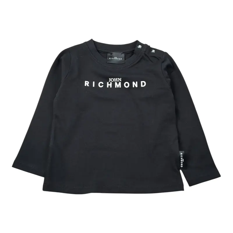 John Richmond Shirt Girocollo tinta unita con Stampa Nero per Neonato