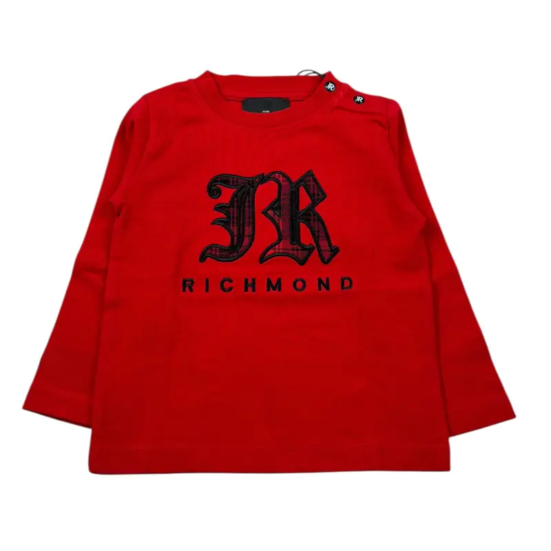John Richmond Shirt Girocollo tinta unita con Stampa Rosso per Neonato