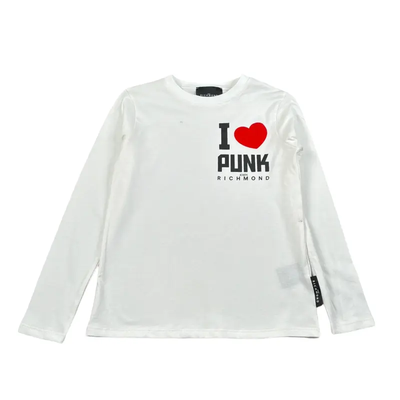 John Richmond Shirt tinta unita con Brillantini Bianco per Bambina