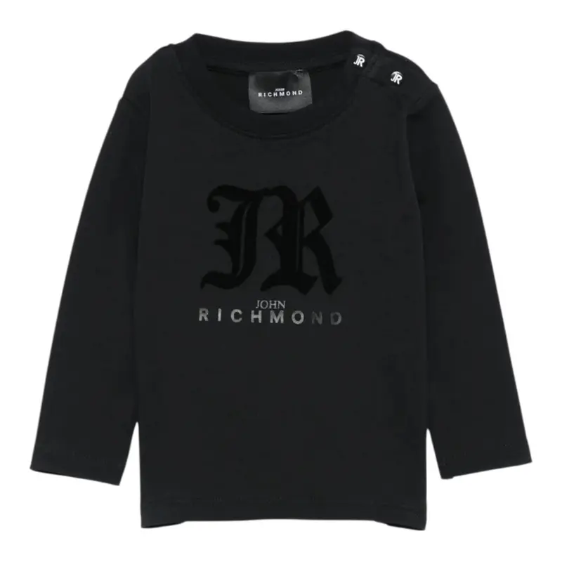 John Richmond Shirt tinta unita con Logo Nero per Neonato