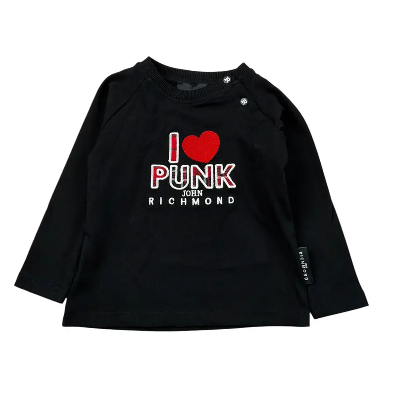 John Richmond Shirt tinta unita con Stampa Nero per Neonata