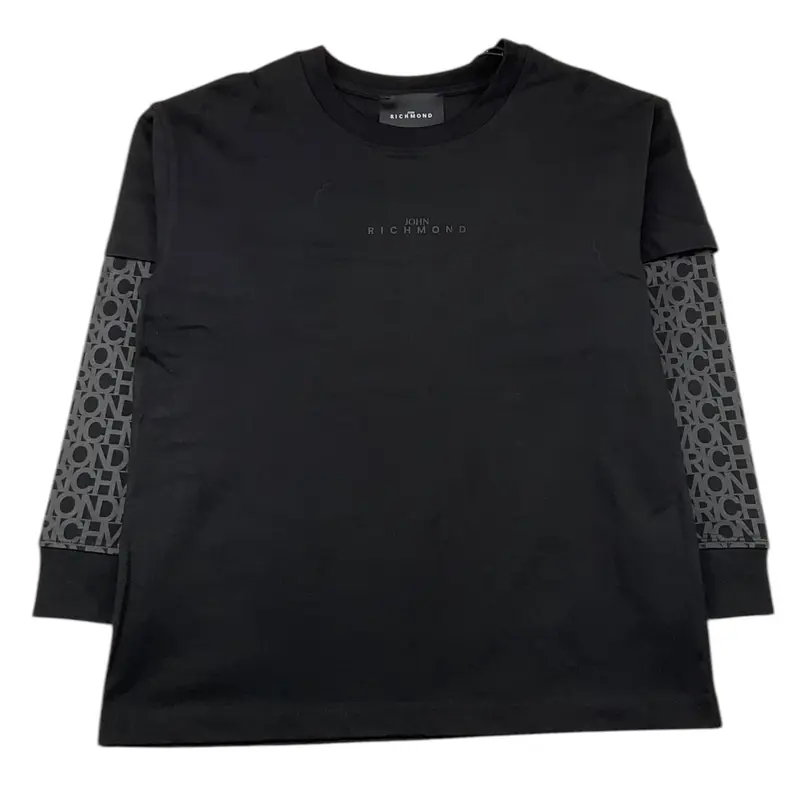 John Richmond Shirt tinta unita con Stampa Nero per Neonato