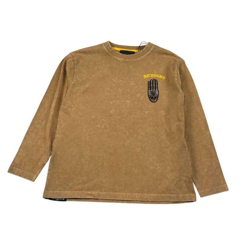 John Richmond Shirt tinta unita Girocollo con Logo Marrone per Bambino