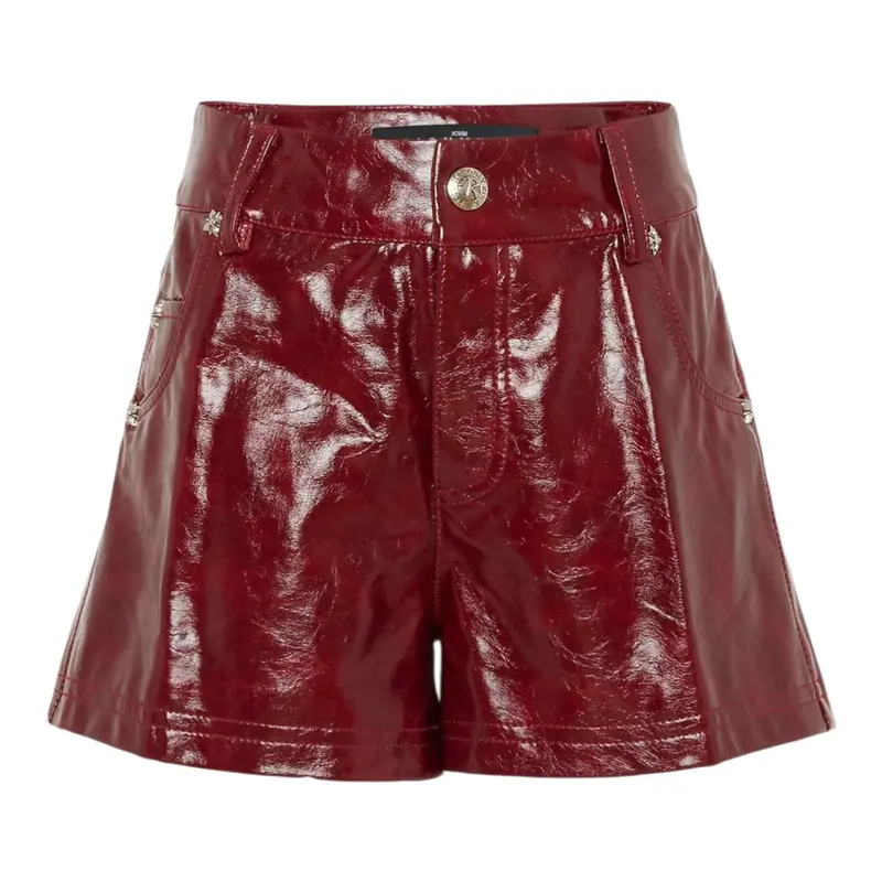 John Richmond Short tinta unita In Ecopelle Bordeaux per Bambina