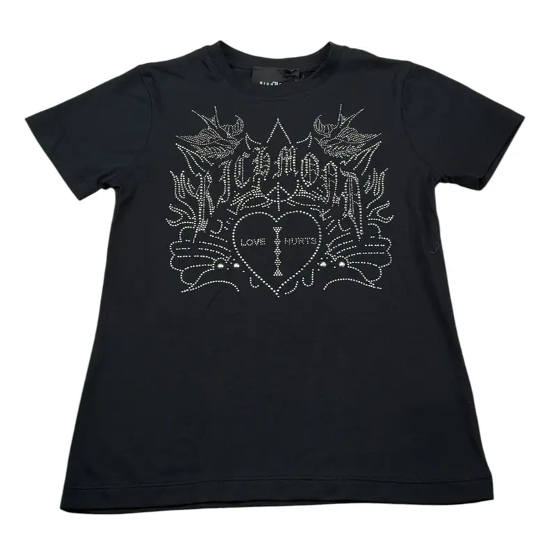 John Richmond T-Shirt Girocollo tinta unita Brillantinato Nero per Bambina