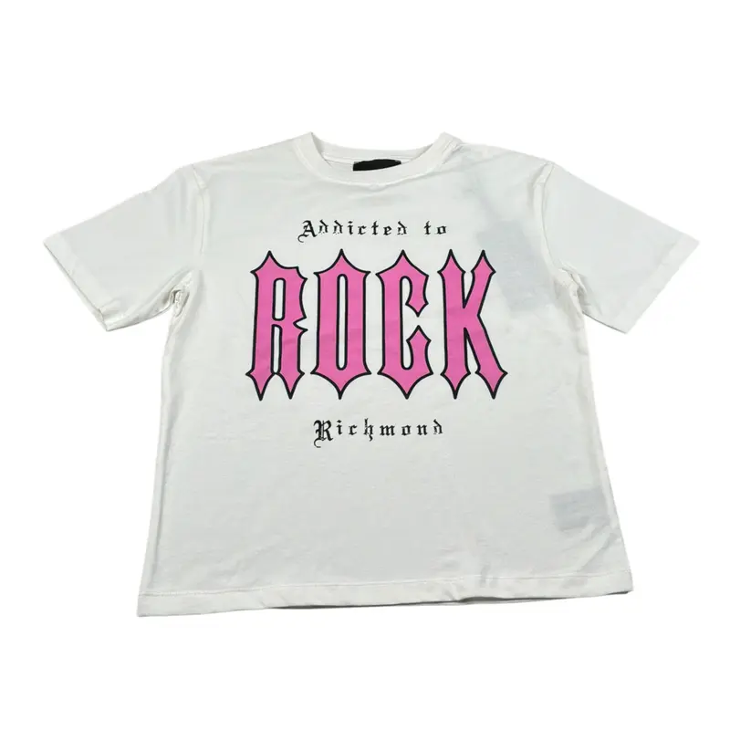 John Richmond T-Shirt Girocollo tinta unita con Stampa Bianco per Bambina