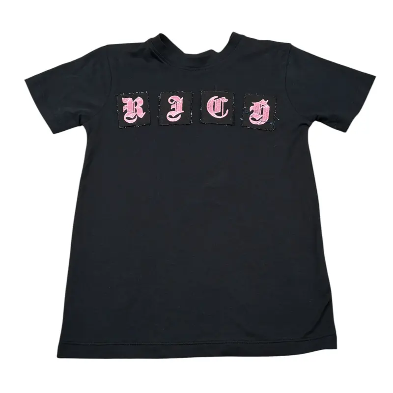 John Richmond T-Shirt Girocollo tinta unita con Stampa Nero per Bambina