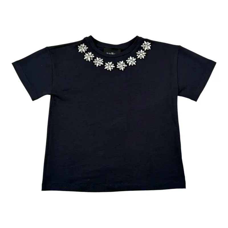 John Richmond T-Shirt tinta unita con Applicazioni Blu per Bambina