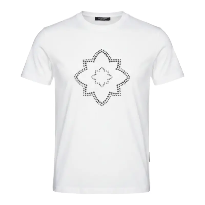 John Richmond T-Shirt tinta unita con Borchie Bianco per Bambino