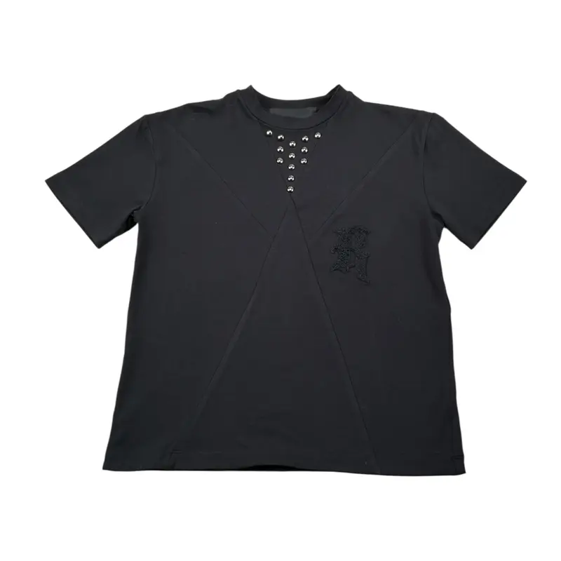 John Richmond T-Shirt tinta unita con Borchie Nero per Bambino