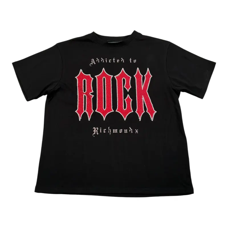John Richmond T-Shirt tinta unita con Brillantini Nero per Bambina