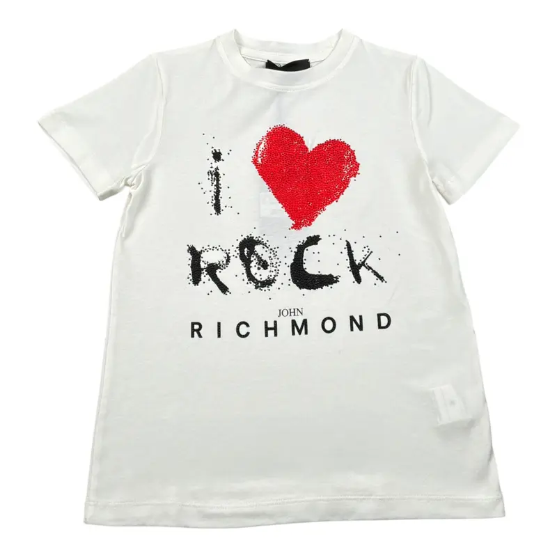 John Richmond T-Shirt tinta unita con Stampa Bianco per Bambina