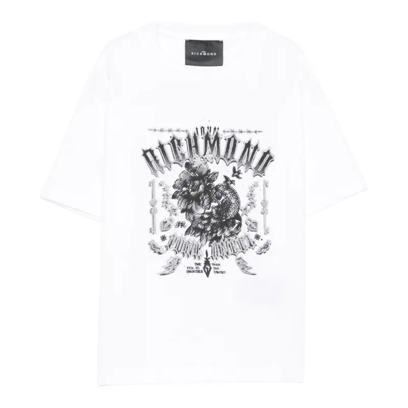 John Richmond T-Shirt tinta unita con Stampa Bianco per Bambino