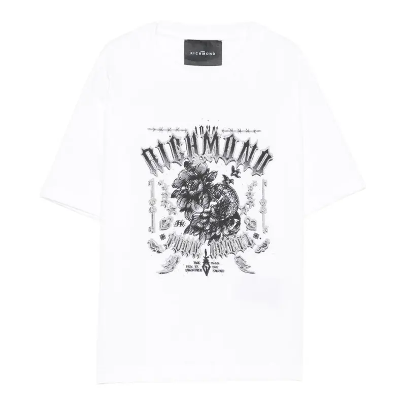 John Richmond T-Shirt tinta unita con Stampa Bianco per Bambino
