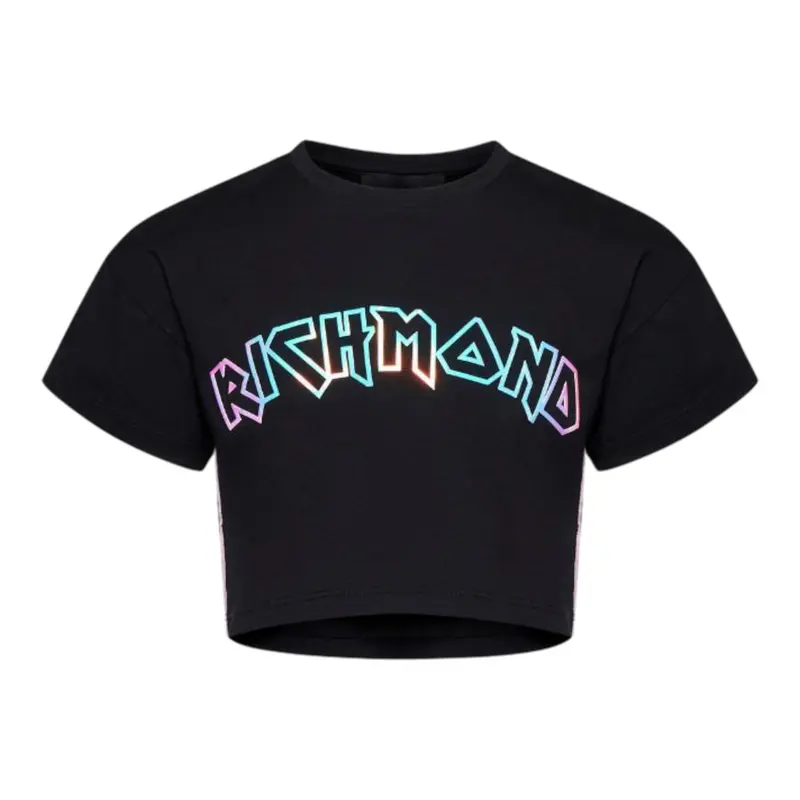 John Richmond T-Shirt tinta unita con Stampa Nero per Bambina