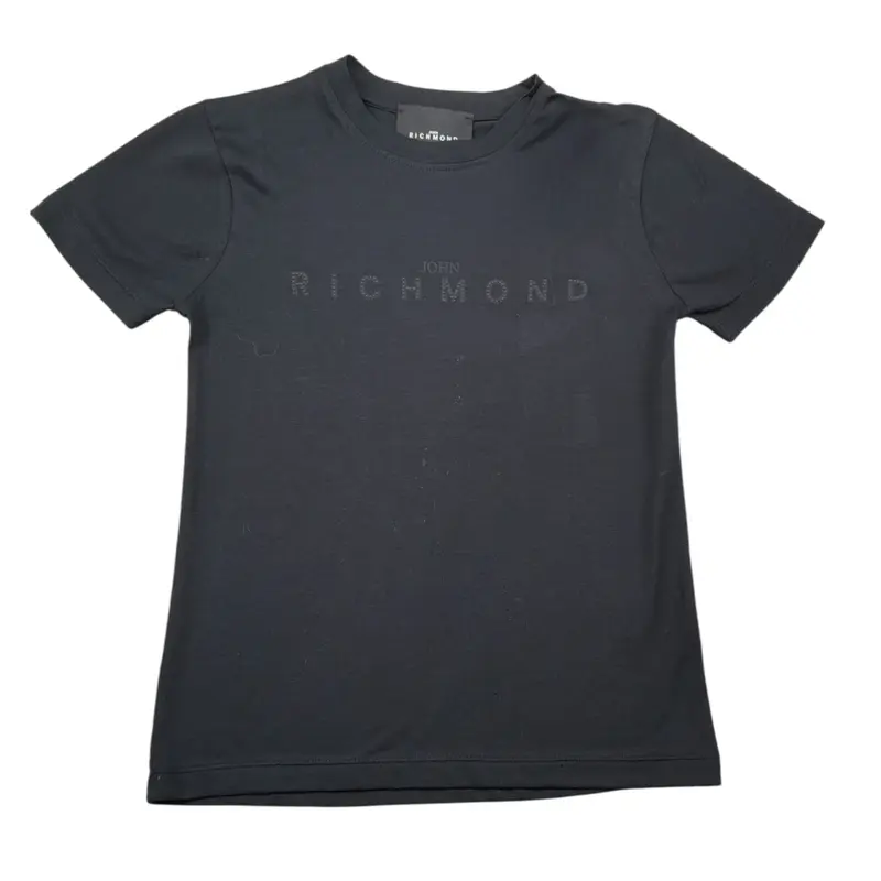 John Richmond T-Shirt tinta unita con Stampa Nero per Bambino
