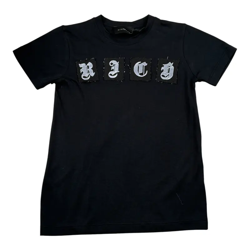 John Richmond T-Shirt tinta unita con Stampa Nero per Bambino