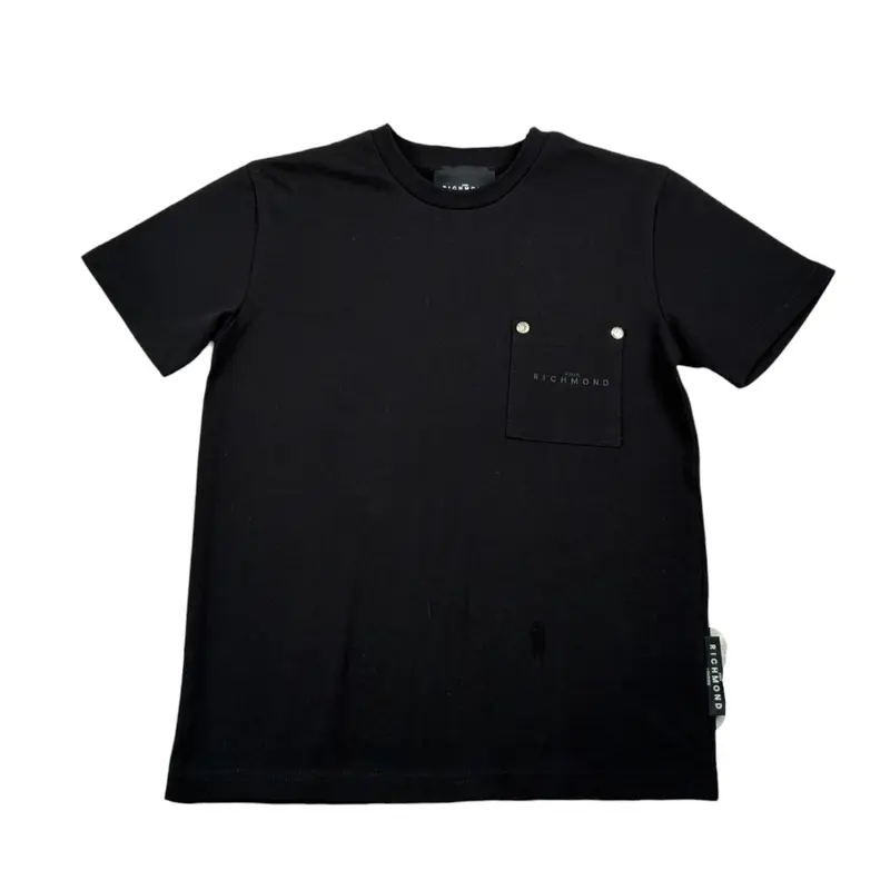 John Richmond T-Shirt tinta unita con Taschino Nero per Bambino