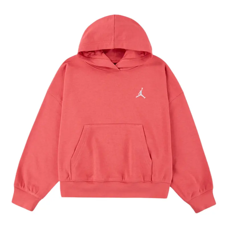 Jordan Felpa Chiusa con Cappuccio tinta unita Rosa per Bambina
