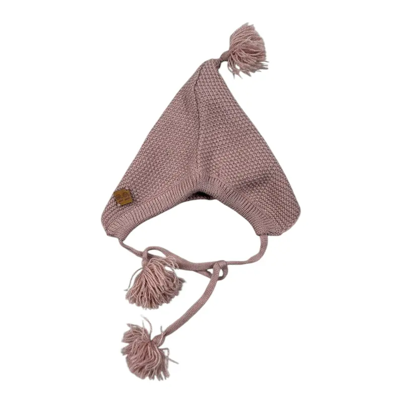 Jose' Varon Cappello tinta unita con Pon Pon Rosa per Neonata