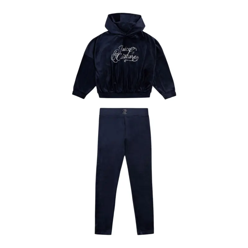 Juicy Couture Completo 2Pz In Velluto Felpa-Leggins Blu per Bambina