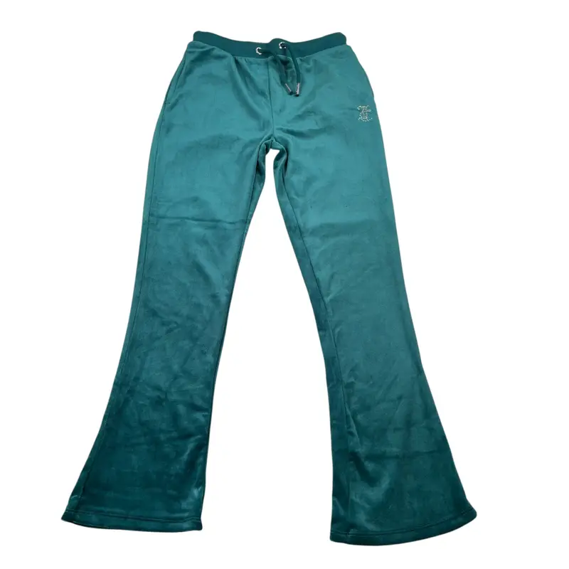 Juicy Couture Pantalone tinta unita Modello Zampa In Velluto Verde per Bambina