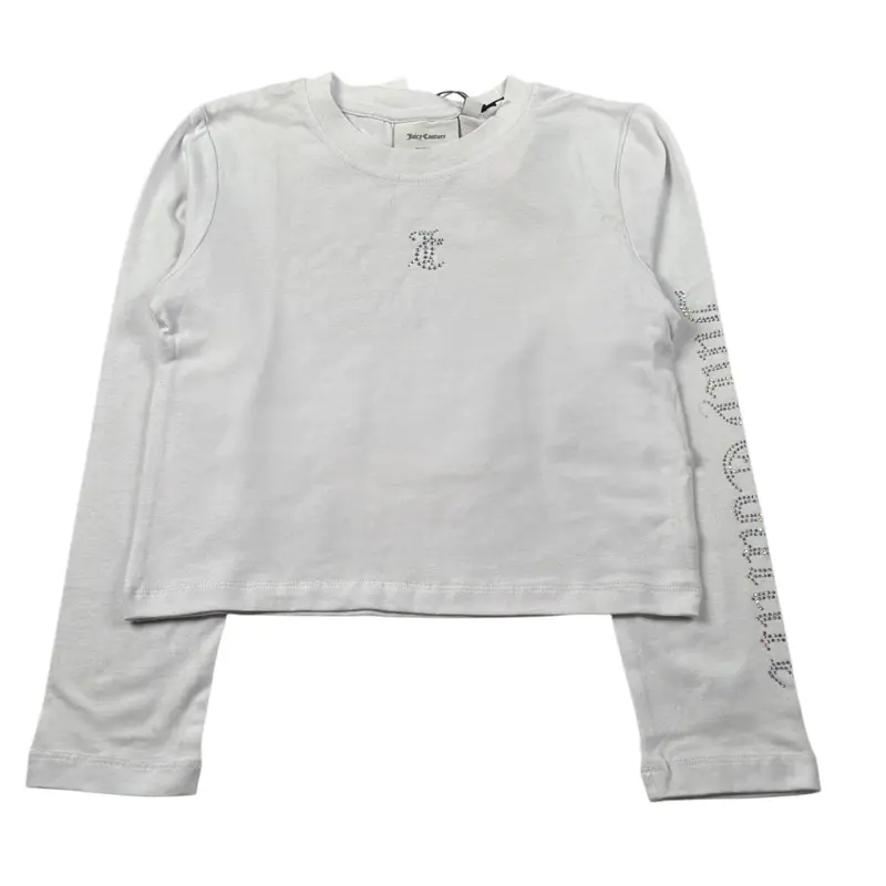 Juicy Couture Shirt Girocollo tinta unita con Brllantini Bianco per Bambina