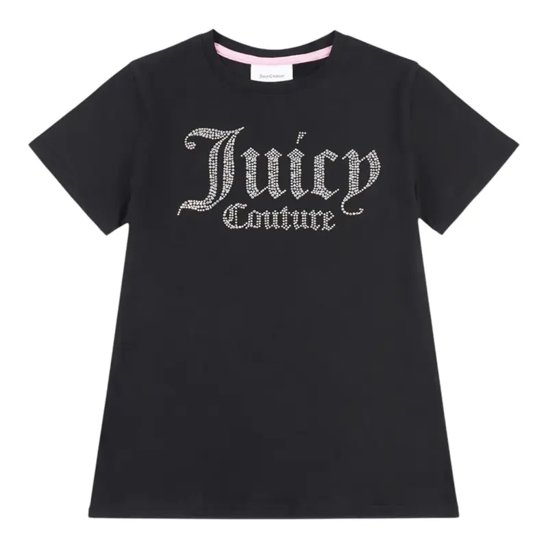 Juicy Couture T-Shirt tinta unita con Brillantini Nero per Bambina