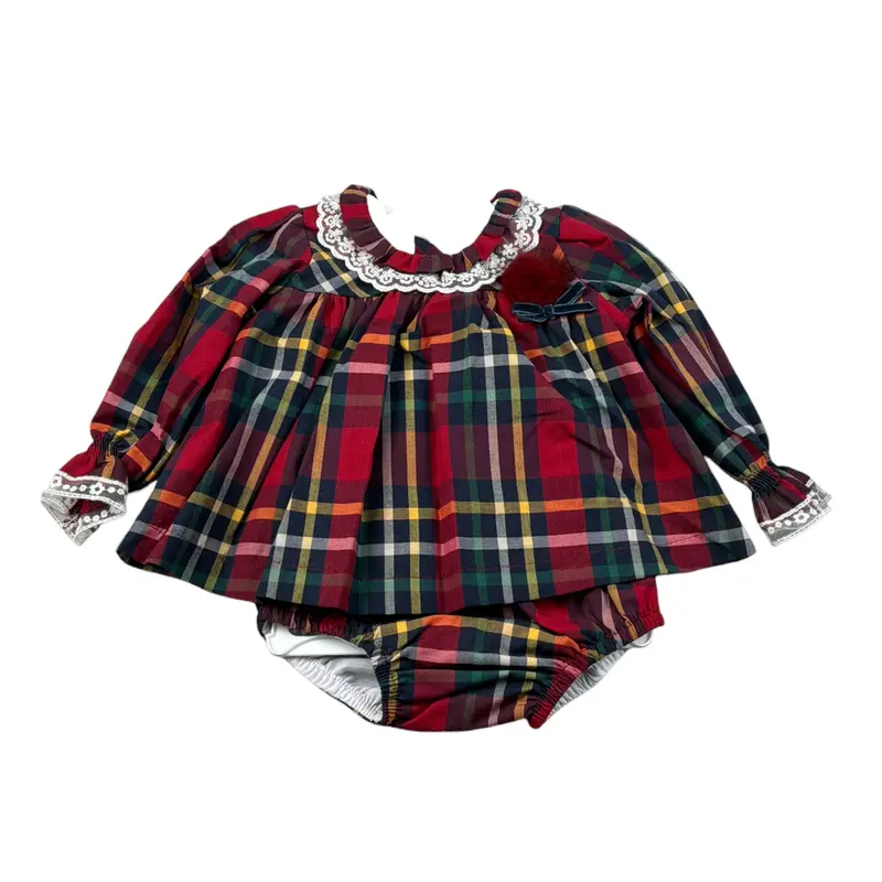 Juliana Camicia Manica Lunga con Culotte Rosso per Neonata