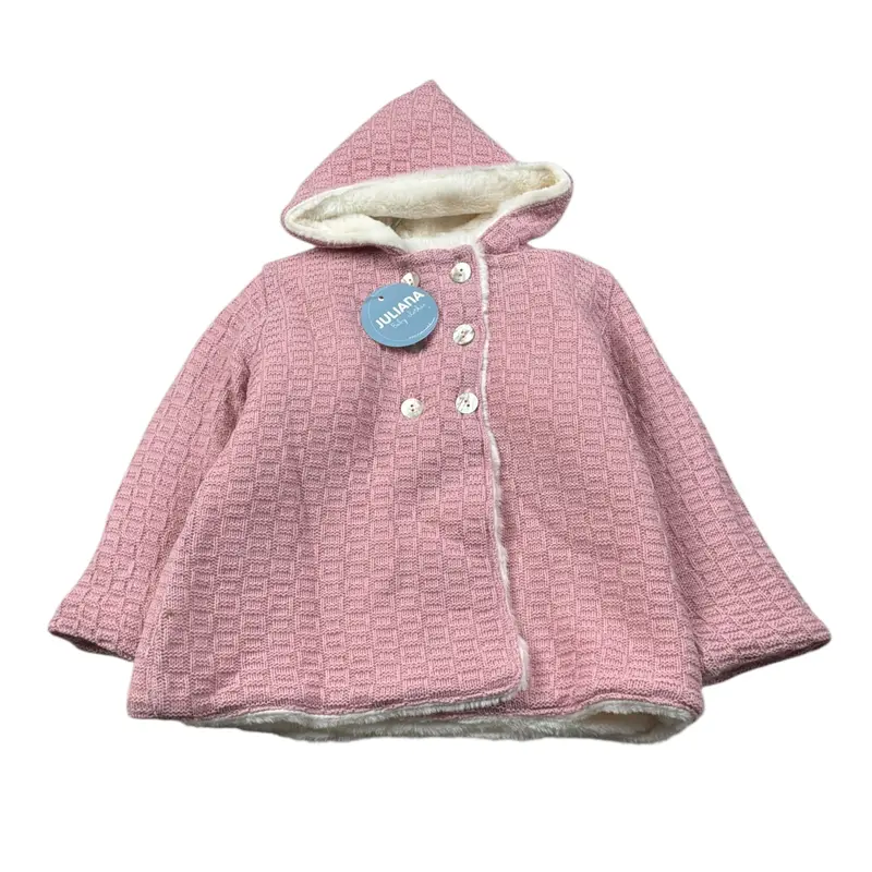 Juliana Cappotto tinta unita con Capuccio Rosa per Bambina