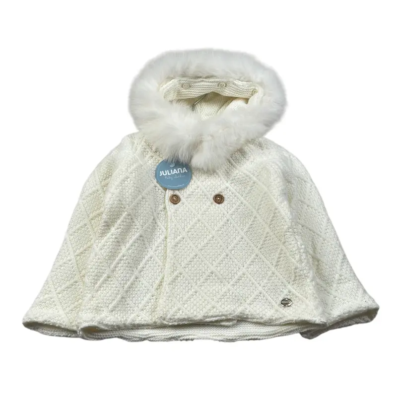 Juliana Cardigan tinta unita con Cappuccio Panna per Neonata
