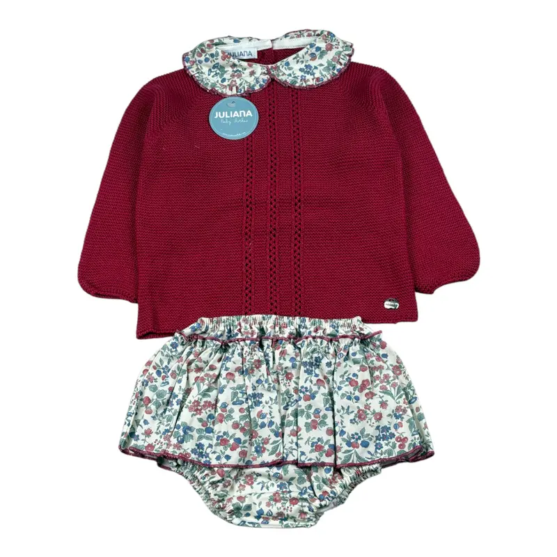 Juliana Completo 2 Pezzi Maglia-Culotte Fuxia per Neonata