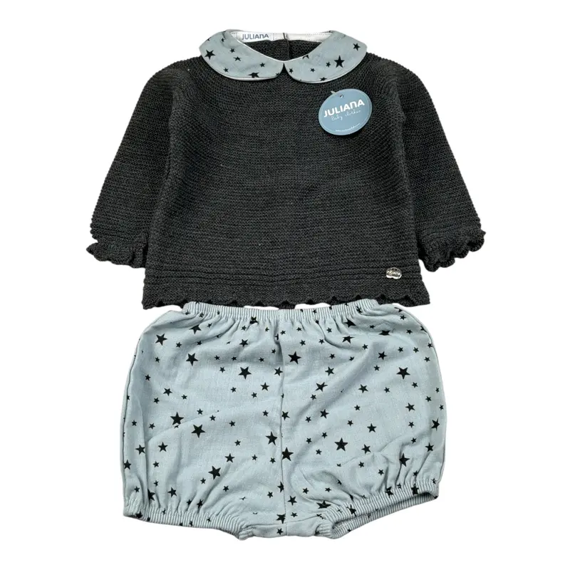 Juliana Completo 2 Pezzi Maglia-Culotte Grigio per Neonata