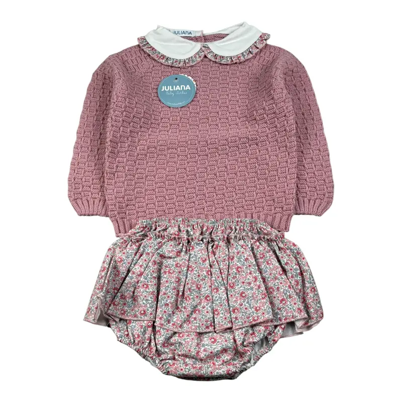 Juliana Completo 2 Pezzi Maglia-Culotte Rosa per Neonata
