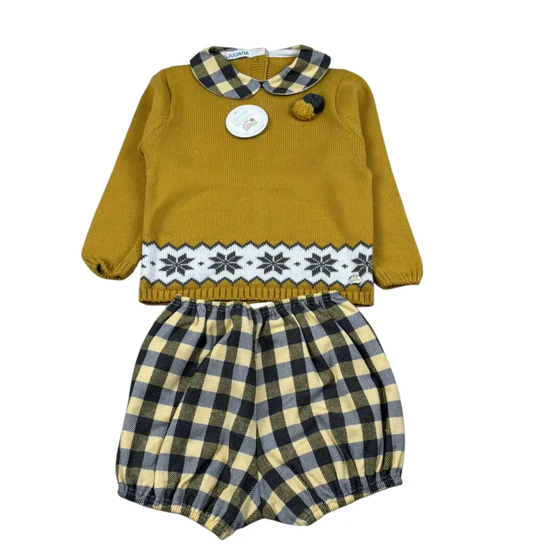 Juliana Completo 2 Pezzi Maglia-Culotte Senape per Neonato