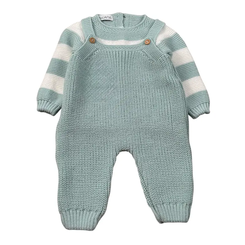 Juliana Completo 2 Pezzi Salopette-Maglia Verde Acqua per Neonato