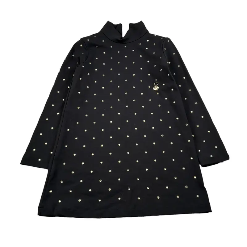 Just Cavalli Abito Manica Lunga tinta unita con Brillantini Nero per Bambina