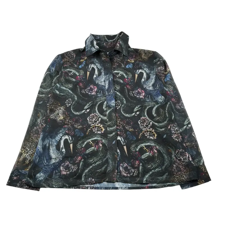 Just Cavalli Camicia Manica Lunga Stampa Fantasia Nero per Bambina