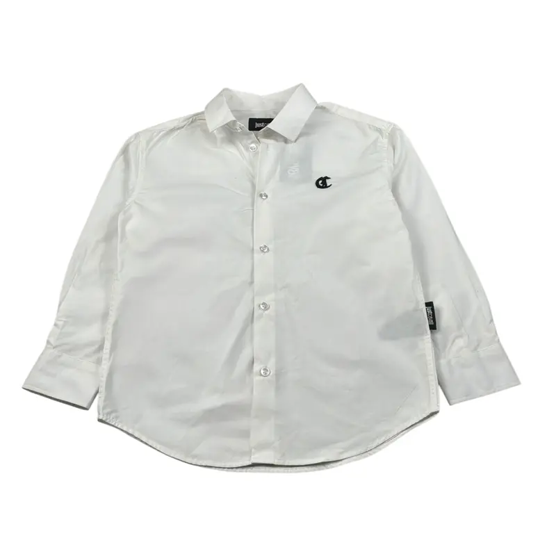 Just Cavalli Camicia Manica Lunga tinta unita con Logo Bianco per Bambino
