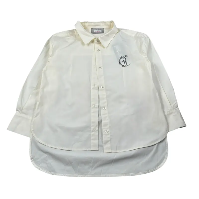 Just Cavalli camicia tinta unita Manical Unga Panna per Bambina