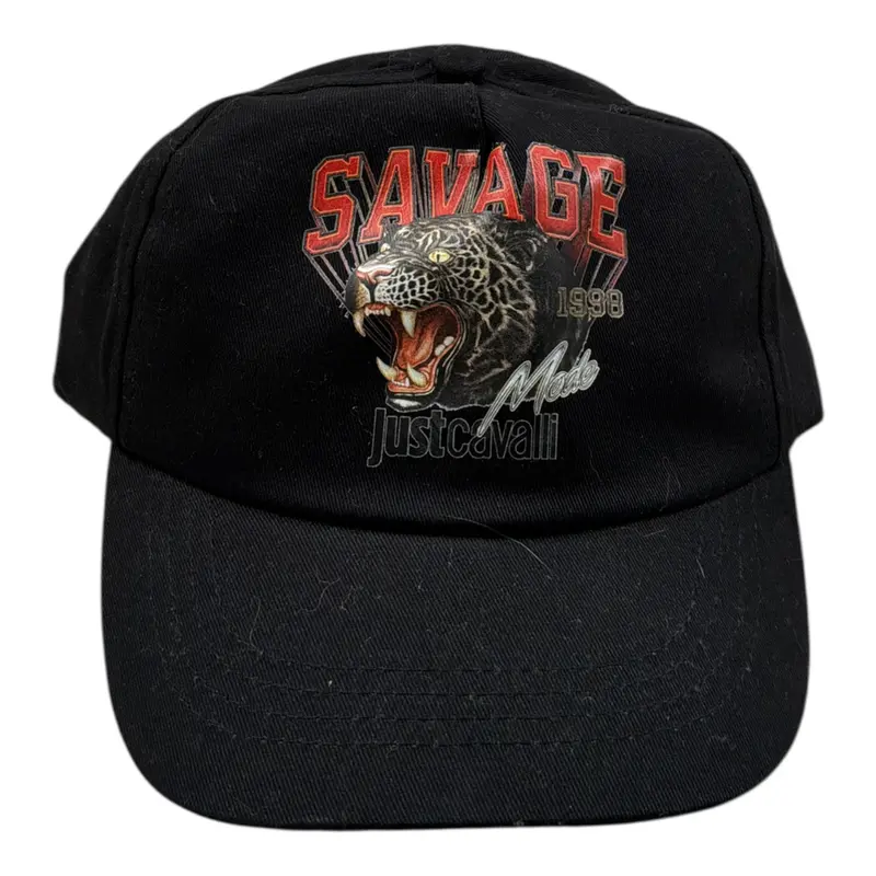 Just Cavalli Cappello Modello Berretto tinta unita con Stampa Nero per Bambino
